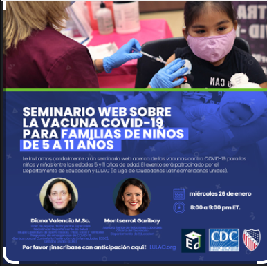 Seminario virtual vacuna COVID-19 para familias con niños de 5 a 11 años de edad